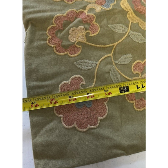 Harbor House Embroidered Pillow Sham 17"x17" Green Floral Boho Hippie Old World - Picture 15 of 16